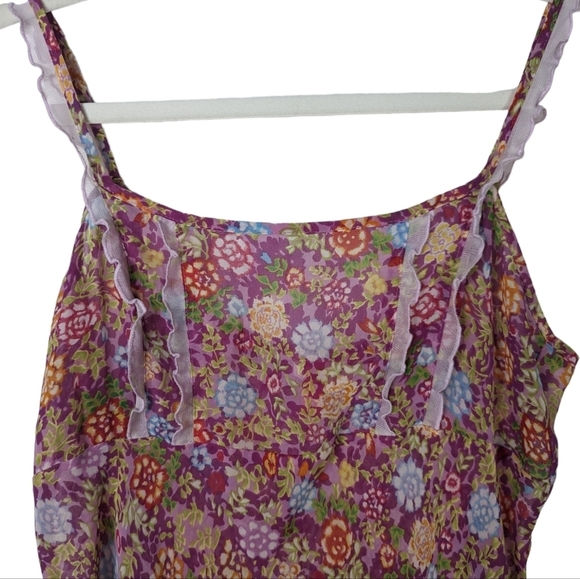 Natori Josie Pink Floral Print Sheer Babydoll Lace Mini Chemise Nightgown Size M - Picture 12 of 12